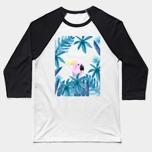 Cockatoo with tropical leaves in watercolor Baseball T-Shirt